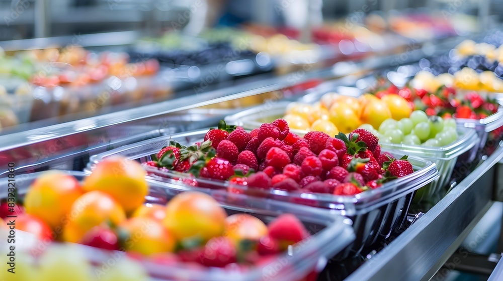 Poster automated production line ensuring freshness and consistency in fruit packaging