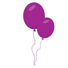 Purple balloon in cartoon flat style isolated on white background. Vector illustration for birthday or holiday