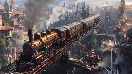 a theme park ride based on the industrial revolution and transport advancements. 