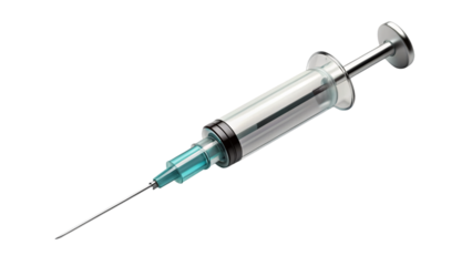 A medical syringe, isolated on white, for injections or vaccinations