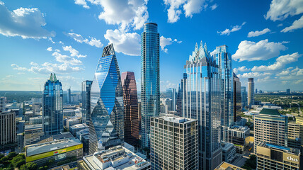 Obraz premium Modern Glass Skyscrapers in the city