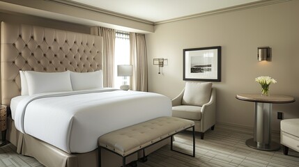 a hotel against a light gray background, inviting guests to indulge in comfort and relaxation.
