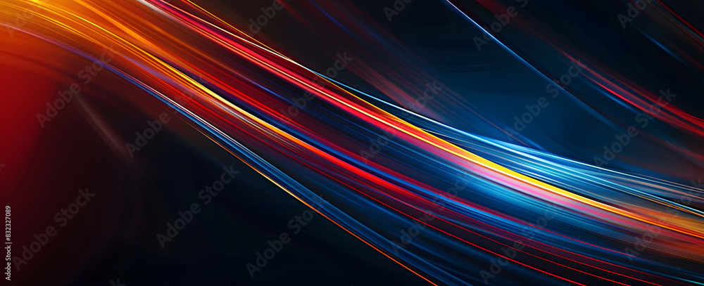 Poster abstract illustration depicting high-speed light trails in 3d, creating a dynamic and futuristic bac