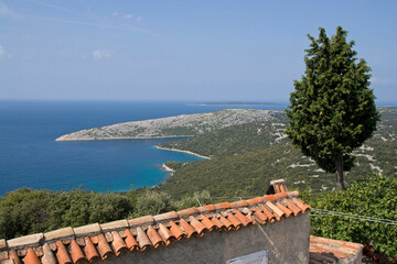 The coast of the Adriatic Sea on the Croatian island of Cres.