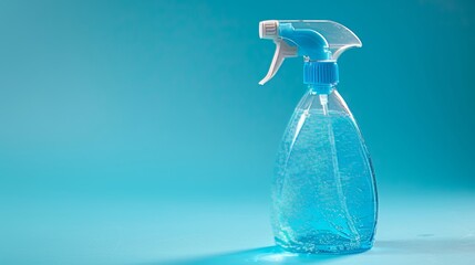 Bottle of home cleaner with attached spray nozzle with space for text