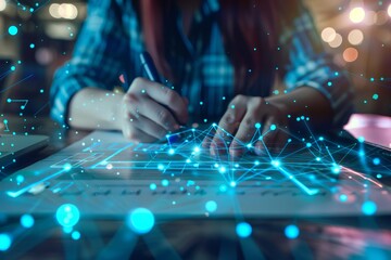 Person signing a document with digital elements