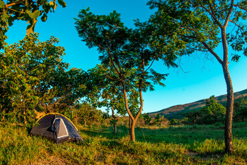 camping in the mountains