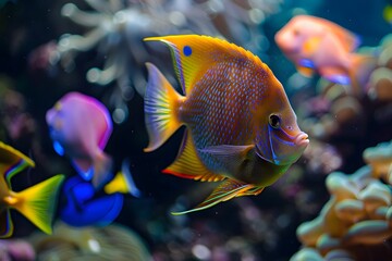 Vibrant Tropical Fish in Underwater Coral Reef Scene