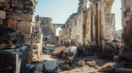 Explore the historic ruins of ancient Roman temples and towering stone columns in a fascinating archeological site