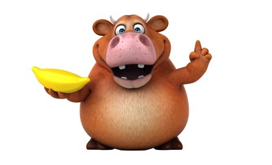 Naklejka premium Fun 3D cartoon cow illustration