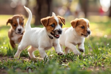 Playful Puppies Frolicking in the Park for a Fun Adventure Together