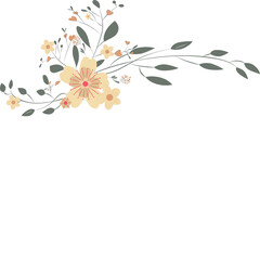 Flower and green leaves. Wedding concept - flowers. Floral poster, invite. Vector arrangements for greeting card or invitation design
