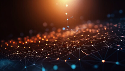 The digital background encompasses various aspects such as tech, AI, graphics, data, audio, generative ai