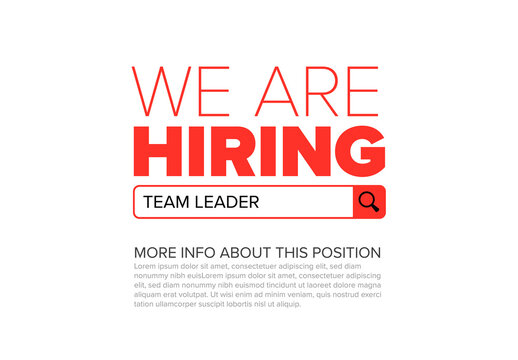 We are hiring minimalistic white and red flyer template with search input and button