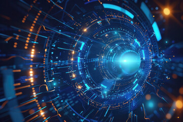 Obraz premium Holographic Interface with Text Space in Center