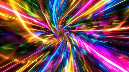 Vibrant neon lights pulsating in abstract patterns