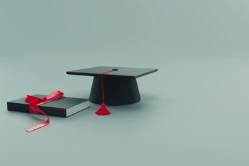 University graduation hat diploma on simple background study year academic success student achievement celebration college cap academy bachelor master degree phd award study studying