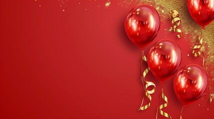 red christmas balloons on paper concept , copy space background for banner