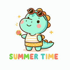 Cool dinosaur summer time design vector illustration ready to print on t-shirts