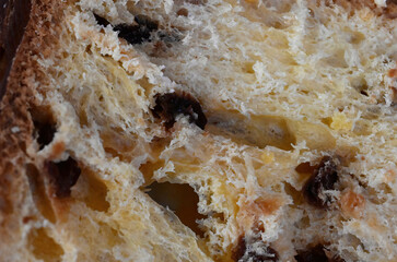 Close-up photograph of Panettone bread, an Italian delicacy.