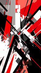 Abstract Image Pattern Background, Fragmented Shapes and Contrasting Colors Like Black, White, and Red, Texture, Wallpaper, Background, Cell Phone Cover and Screen, Smartphone, Computer, Laptop, 9:16 