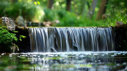 Rhythmic Flow of a Serene Forest Waterfall: A Peaceful Retreat