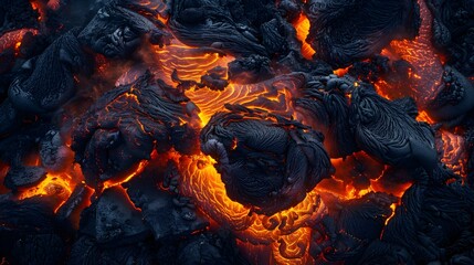 Intense Heat and Flow: A Close-up of Molten Lava Erupting from an Active Volcano