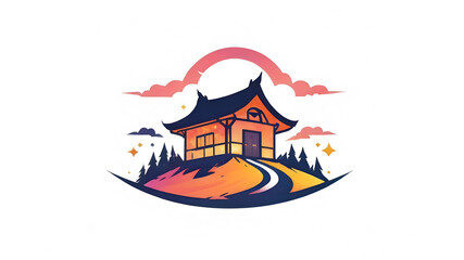 Fototapeta premium House building themed logo on the white background, Generative AI