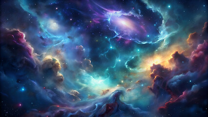 Fototapeta premium Ultra glossy cosmic sky nebula pattern background