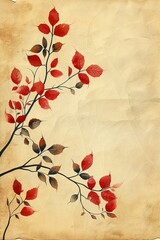 Branch With Red Leaves Painting