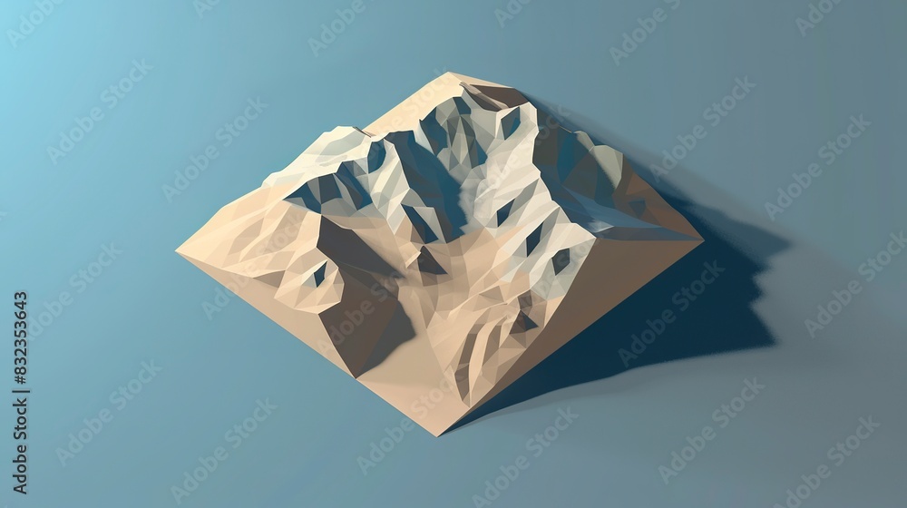 Poster peak from above vector art flat design front view topography analysis theme 3d render complementary 