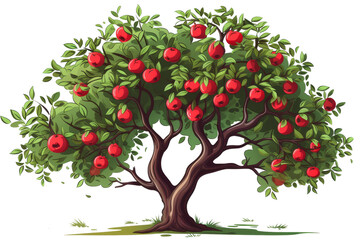 Hand drawn apple tree and branches vector on white isolated background