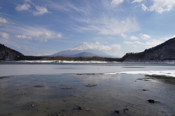 精進湖と富士山