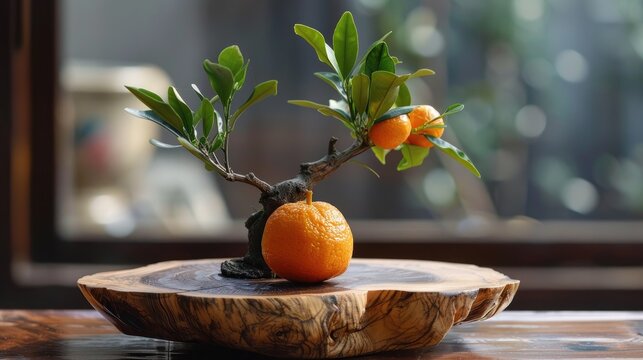 The Calamondin Orange Grown on Olive Wood