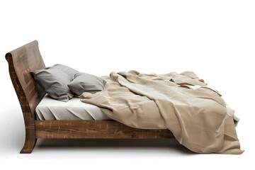 Elegant and Serene Isolated Bed Exuding Peaceful Comfort