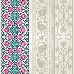 wedding card design, traditional paisley floral pattern , royal India	