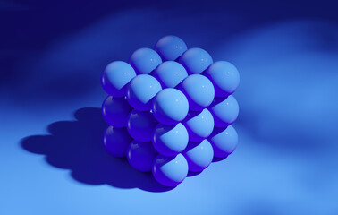 3d abstract minimal modern background. Set of balls.
