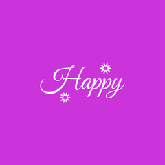Happy Text Written vector on Pink BG lettering vector illustration.