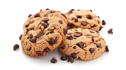 Chocolate Chip Cookies stack isolated on white background