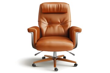 Elegant Leather Executive Office Chair on White Background