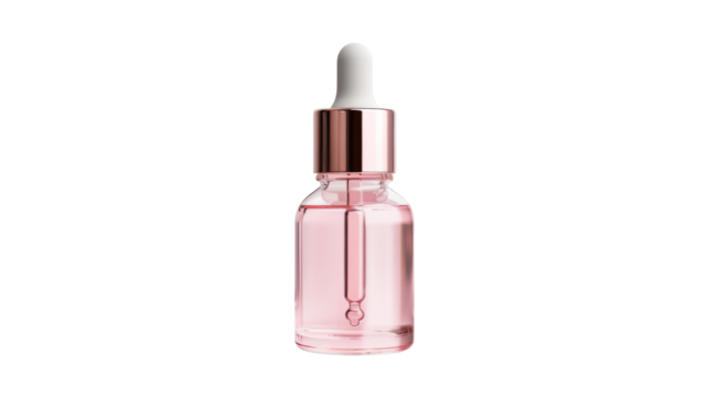 Pink dropper bottle product packaging for beauty and skincare 