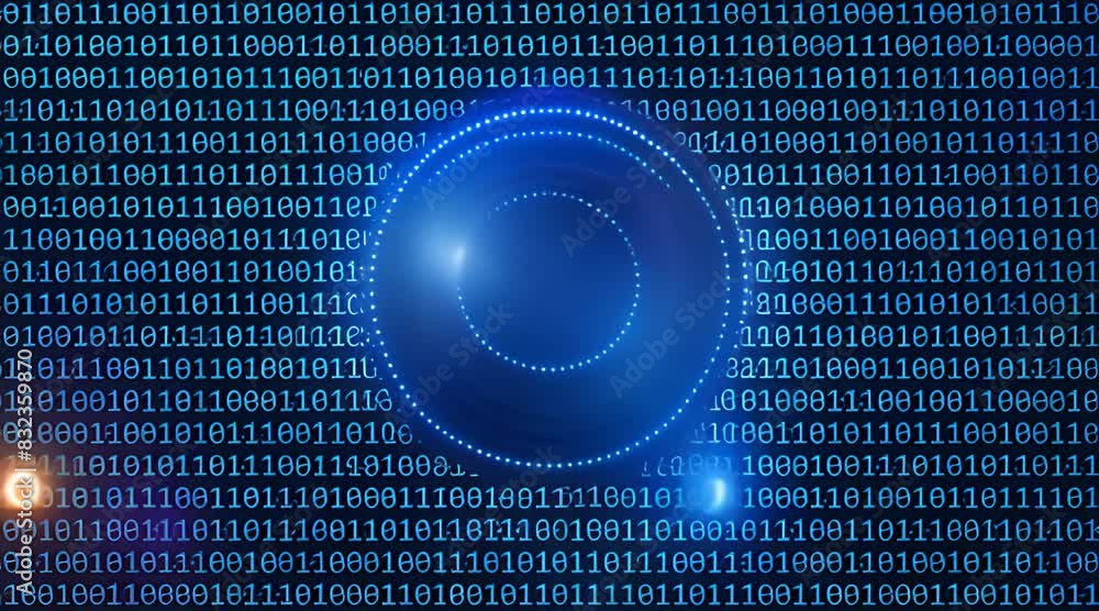 Poster wifi digital banner on binary code background animation