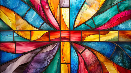 Colorful Stained Glass with Abstract Patterns