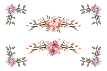 Blooms & Greenery Floral Foliag Ornament Corner Text Separator