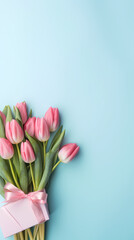 Obraz premium Tulips and gift box, Mother's Day theme