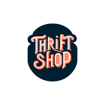 thrift shop text sticker tshirt vector illustration template design