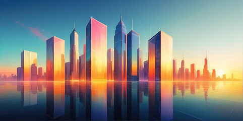 skyscraper office building abstract backgrounds illustration