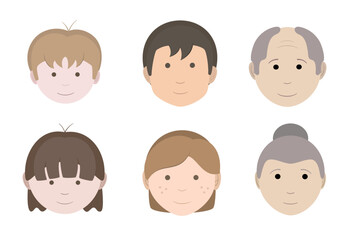 Set of family in different age