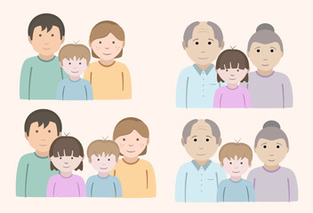 Set of different group of family