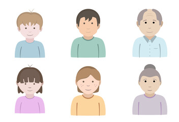 Set of family in different age